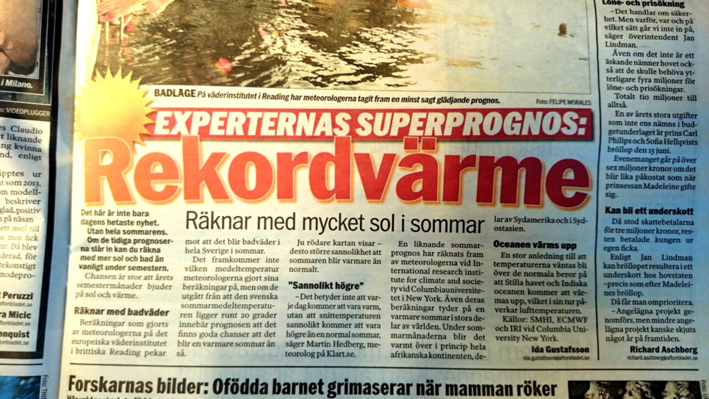 Aftonbladet om förväntad "rekordvärme"