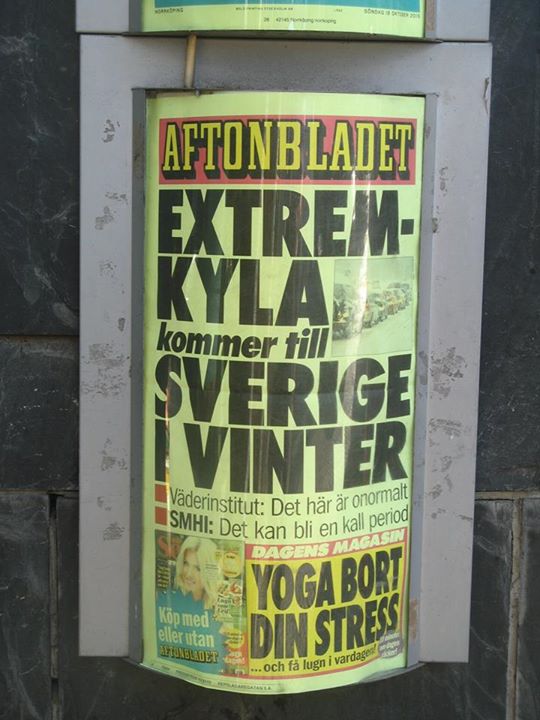 Aftonbladets löpsedel söndag 18 oktober 2015