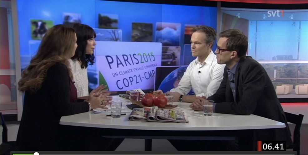 Jag och Mattias Goldmann medverkar i SVT Gomorron med anledning av klimatförhandlingarna i Paris.